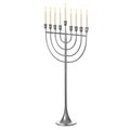 Vintiquewise Modern Solid Metal Judaica Hanukkah Menorah 9 Branched Candelabra, Aluminum Finish Large QI004119.AL.L